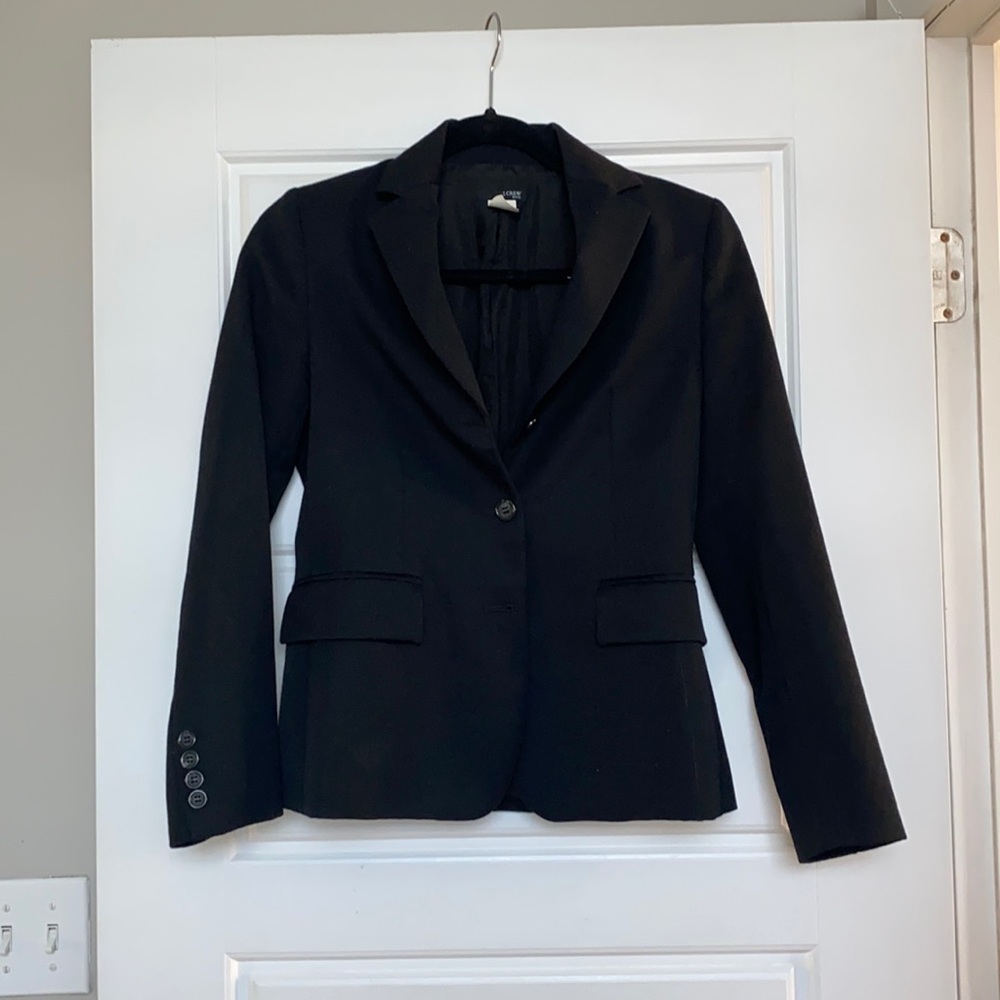 jcrew petite black three button blazer